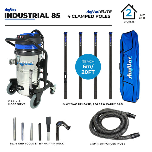 skyVac™ Industrial 85 System Gutter Cleaning 4 POLE 20ft / 240v Domestic