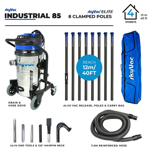 skyVac™ Industrial 85 System Gutter Cleaning 8 POLE 40ft / 240v Domestic