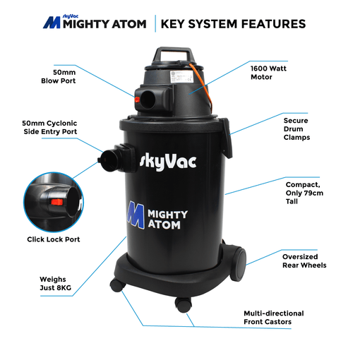 skyVac™ Mighty Atom - Vacuum Only Gutter Cleaning