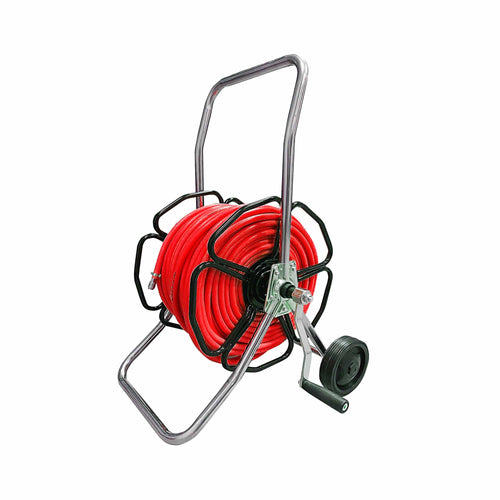 Stainless Steel Industrial Hose Reel Hose Reels BUILT Reel / with 100m - 6mm Red