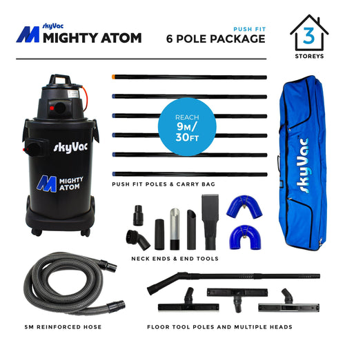 skyVac™ Mighty Atom Professional Bundle Gutter Cleaning Push Fit Carbon Fibre / 6 Pole