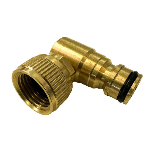 Brass 90° Hozelock Male to 1/2" Threaded Swivel Connector Hozelock Fittings