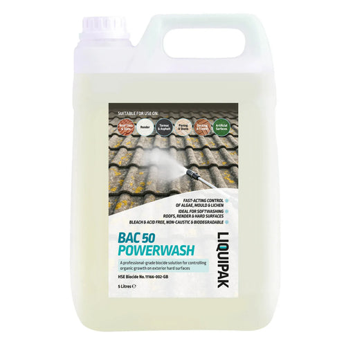 Liquipak BAC50 Softwash Biocide Cleaning Solution Solvents 5 Litre