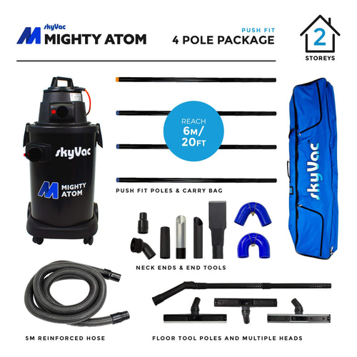 skyVac™ Mighty Atom Professional Bundle Gutter Cleaning Push Fit Carbon Fibre / 4 Pole